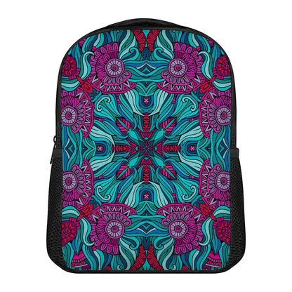 Ethnic Teal Bohemian Pattern Print Casual Backpack