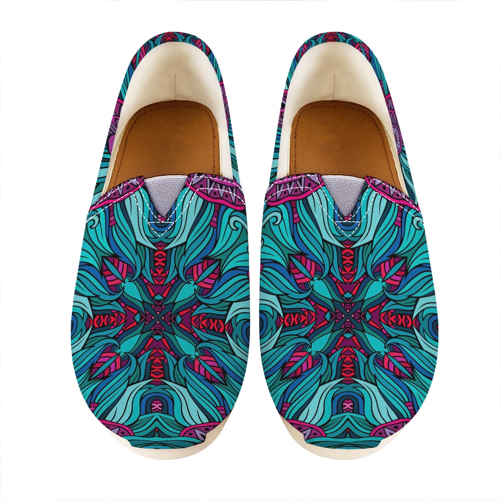 Ethnic Teal Bohemian Pattern Print Casual Shoes