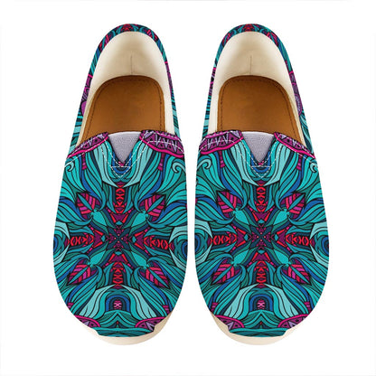 Ethnic Teal Bohemian Pattern Print Casual Shoes