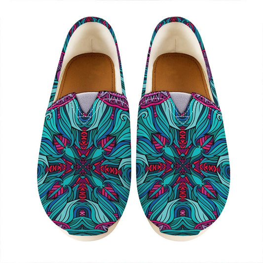 Ethnic Teal Bohemian Pattern Print Casual Shoes