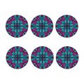 Ethnic Teal Bohemian Pattern Print Coaster Set