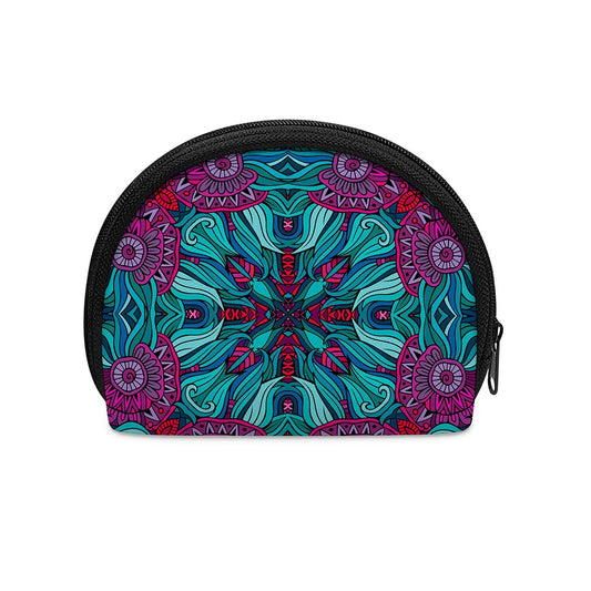 Ethnic Teal Bohemian Pattern Print Coin Purse