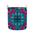 Ethnic Teal Bohemian Pattern Print Collapsible Laundry Basket