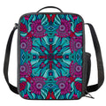 Ethnic Teal Bohemian Pattern Print Crossbody Lunch Bag