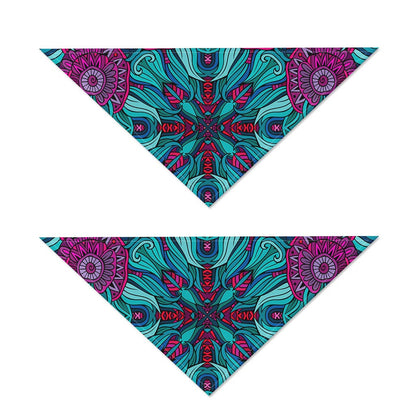 Ethnic Teal Bohemian Pattern Print Dog Bandana