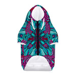 Ethnic Teal Bohemian Pattern Print Dog Zip Up Hoodie