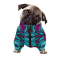 Ethnic Teal Bohemian Pattern Print Dog Zip Up Jacket