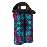 Ethnic Teal Bohemian Pattern Print Double Neoprene Wine Tote