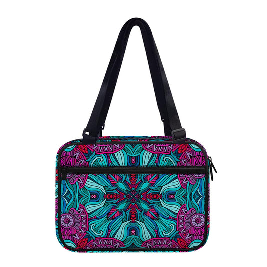 Ethnic Teal Bohemian Pattern Print Double Strap Bible Bag