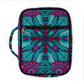 Ethnic Teal Bohemian Pattern Print Front Pocket Bible Bag