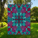 Ethnic Teal Bohemian Pattern Print Garden Flag