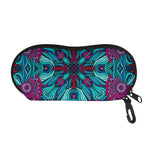 Ethnic Teal Bohemian Pattern Print Glasses Case