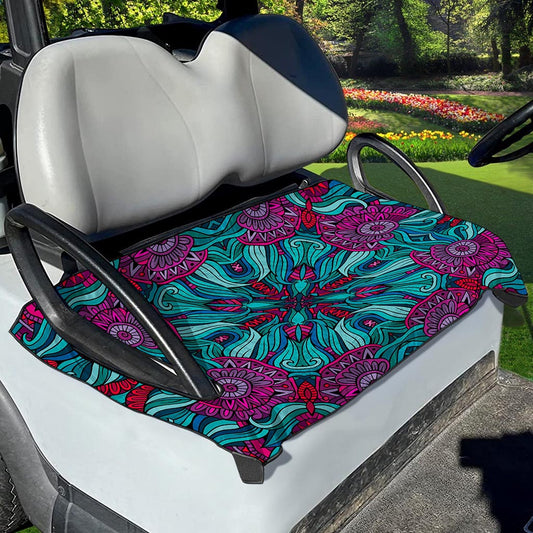 Ethnic Teal Bohemian Pattern Print Golf Cart Seat Cover
