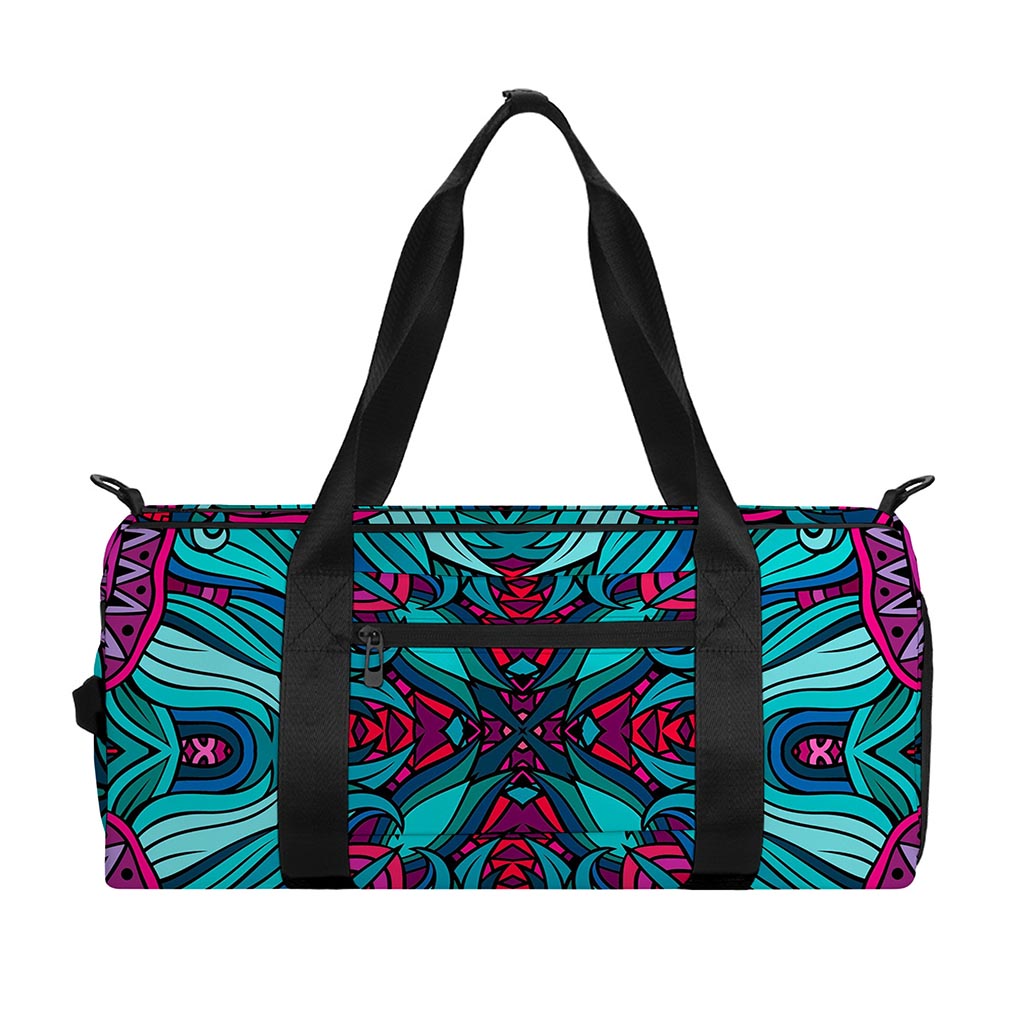 Ethnic Teal Bohemian Pattern Print Gym Bag