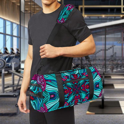 Ethnic Teal Bohemian Pattern Print Gym Bag