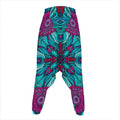 Ethnic Teal Bohemian Pattern Print Hammer Pants
