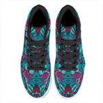 Ethnic Teal Bohemian Pattern Print High Top Leather Sneakers