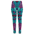 Ethnic Teal Bohemian Pattern Print High-Waisted Pocket Leggings