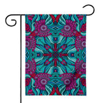 Ethnic Teal Bohemian Pattern Print House Flag