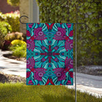 Ethnic Teal Bohemian Pattern Print House Flag