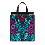 Ethnic Teal Bohemian Pattern Print Insulated Lunch Tote