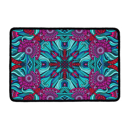 Ethnic Teal Bohemian Pattern Print Kitchen Mat