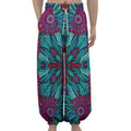 Ethnic Teal Bohemian Pattern Print Lantern Pants