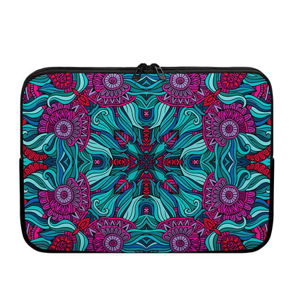 Ethnic Teal Bohemian Pattern Print Laptop Sleeve