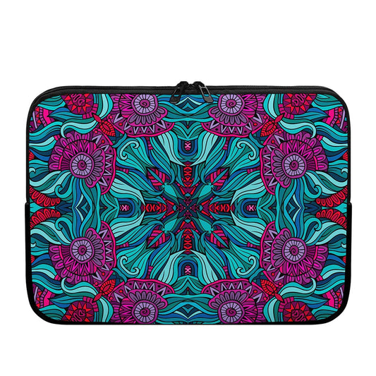 Ethnic Teal Bohemian Pattern Print Laptop Sleeve