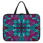 Ethnic Teal Bohemian Pattern Print Laptop Sleeve With Handle