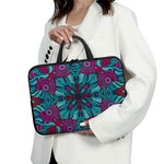 Ethnic Teal Bohemian Pattern Print Laptop Sleeve With Handle
