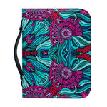 Ethnic Teal Bohemian Pattern Print Leather Bible Cover
