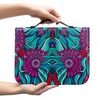 Ethnic Teal Bohemian Pattern Print Leather Bible Cover