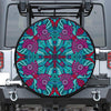 Ethnic Teal Bohemian Pattern Print Leather Spare Tire Cover