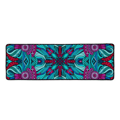 Ethnic Teal Bohemian Pattern Print Long Kitchen Mat