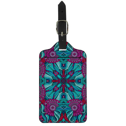 Ethnic Teal Bohemian Pattern Print Luggage Tag