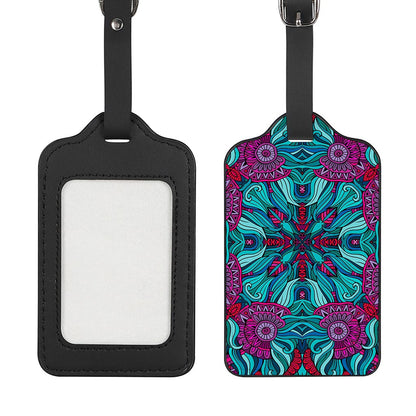 Ethnic Teal Bohemian Pattern Print Luggage Tag