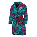 Ethnic Teal Bohemian Pattern Print Men's Bathrobe