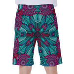 Ethnic Teal Bohemian Pattern Print Men's Beach Shorts