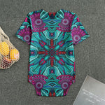 Ethnic Teal Bohemian Pattern Print Men's Bodysuit