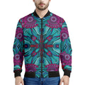 Ethnic Teal Bohemian Pattern Print Men's Bomber Jacket