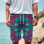 Ethnic Teal Bohemian Pattern Print Men's Cargo Shorts