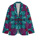 Ethnic Teal Bohemian Pattern Print Men's Cotton Blazer