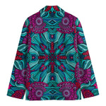 Ethnic Teal Bohemian Pattern Print Men's Cotton Blazer