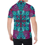 Ethnic Teal Bohemian Pattern Print Men's Shirt