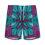 Ethnic Teal Bohemian Pattern Print Men's Sports Shorts
