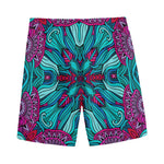 Ethnic Teal Bohemian Pattern Print Men's Sports Shorts