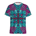 Ethnic Teal Bohemian Pattern Print Men's Athletic T-Shirt