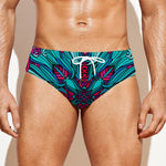 Ethnic Teal Bohemian Pattern Print Men's Swim Briefs