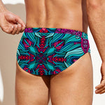 Ethnic Teal Bohemian Pattern Print Men's Swim Briefs